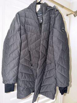 Nautica Gray Quilted Puffer Jacket with Hood