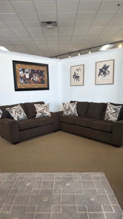 Chocolate sofa & loveseat