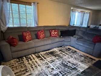 🛋️ 6-Piece Modern Grey Reclining Sectional – USB Charging + Storage Console