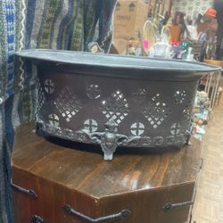 Vintage Angel Footed Planter Flower Pot Metal 