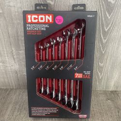 Icon 7pc SAE Ratcheting Wrench Set WRAS-7 