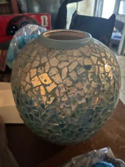 Hand made blue glass vase