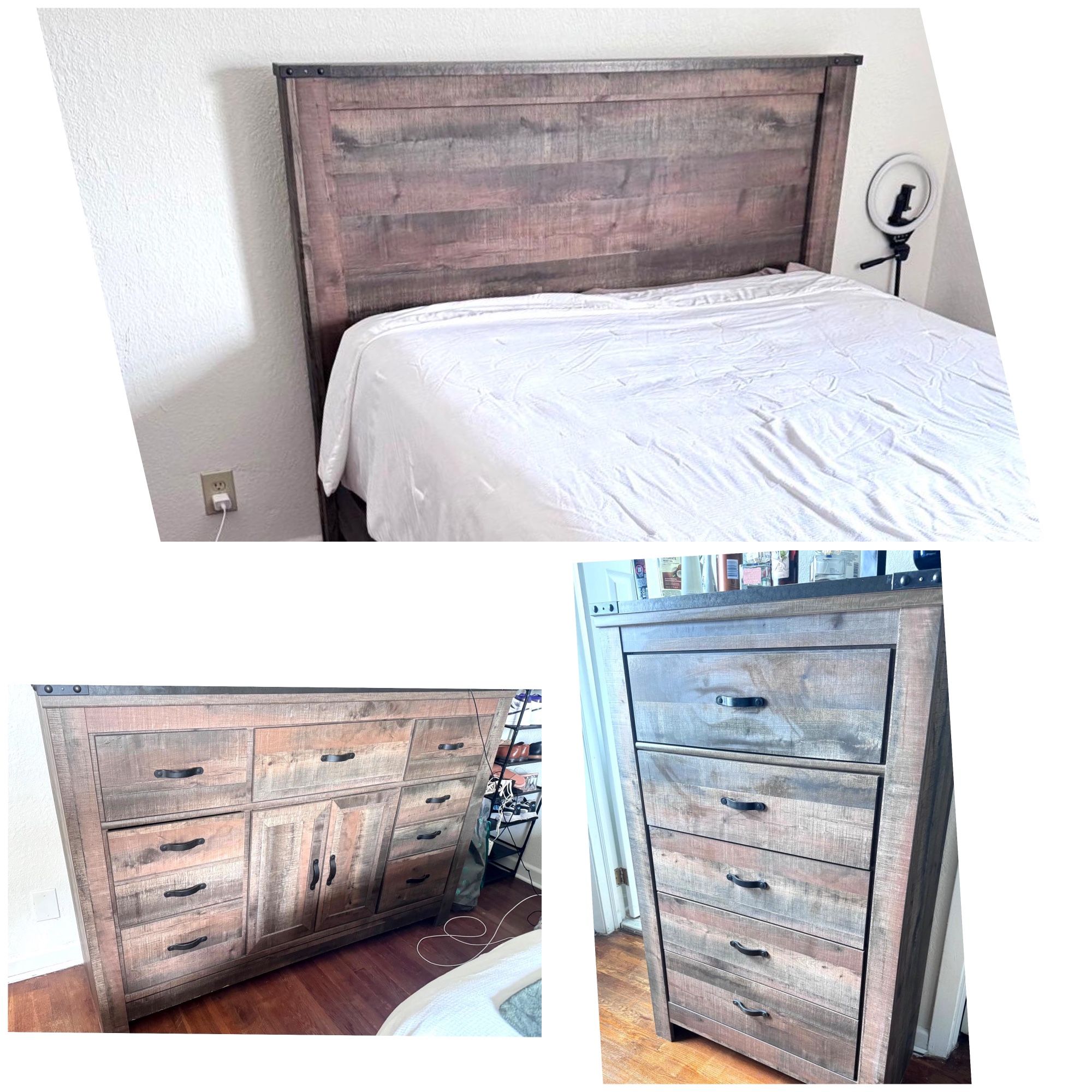 Rustic Queen Bedroom Set – Signature Design by Ashley (Great Condition!)