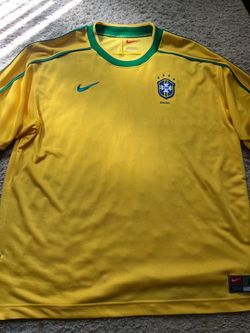 1(contact info removed) Nike Brazil home  jersey with green trim, size XL