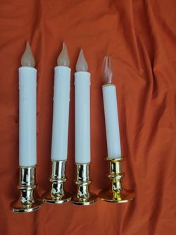 Set of 4 LED Taper Candles with Gold Bases