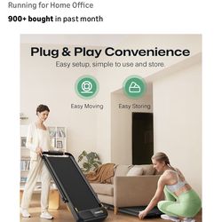 UREVO Strol 2E Smart 2-in-1 Folding Treadmill, Compact Walking Pad with Safety Handle, Plug and Play