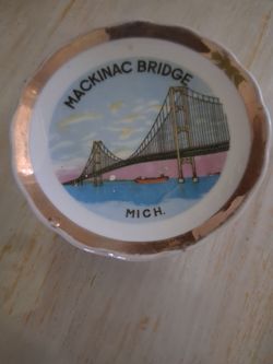 Vtg Mackinac Bridge Plate