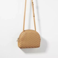Anthropologie Woven Golden Tan Crossbody Handbag. Boho Chic