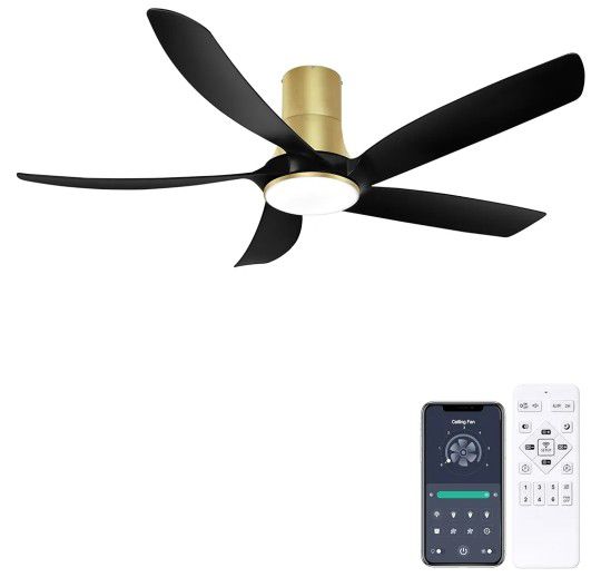 New 58" Indoor/Outdoor Low Profile Ceiling Fan with  Remote Control Flush Mount