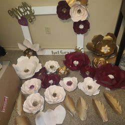 Paper Flowers And Picture Frame