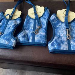 NEW Bond & Co. Cat Harness and Lead Set Blue and White Tye Dye One Size * (3)