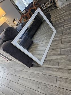 White wood mirror