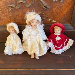 Vintage Porcelain Doll Ornaments