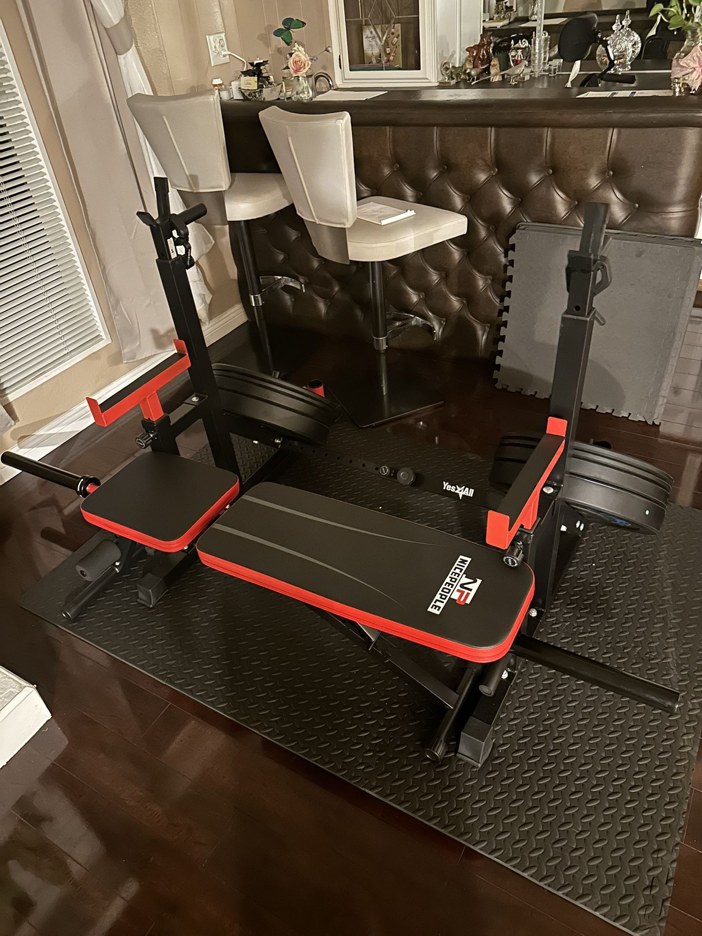 Full Squat Rack With Weights and Bench