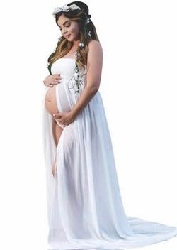 YnimioAOX Women's Strapless Maternity Dress Gown OS