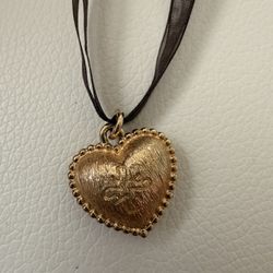 Vintage Vera Wang Puffed Heart Necklace: 14k Gold over Sterling Silver