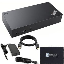 Lenovo Dock Dual Monitor Bundle Renewed w/ 90W Adapter HDMI Cable Microfiber Cloth