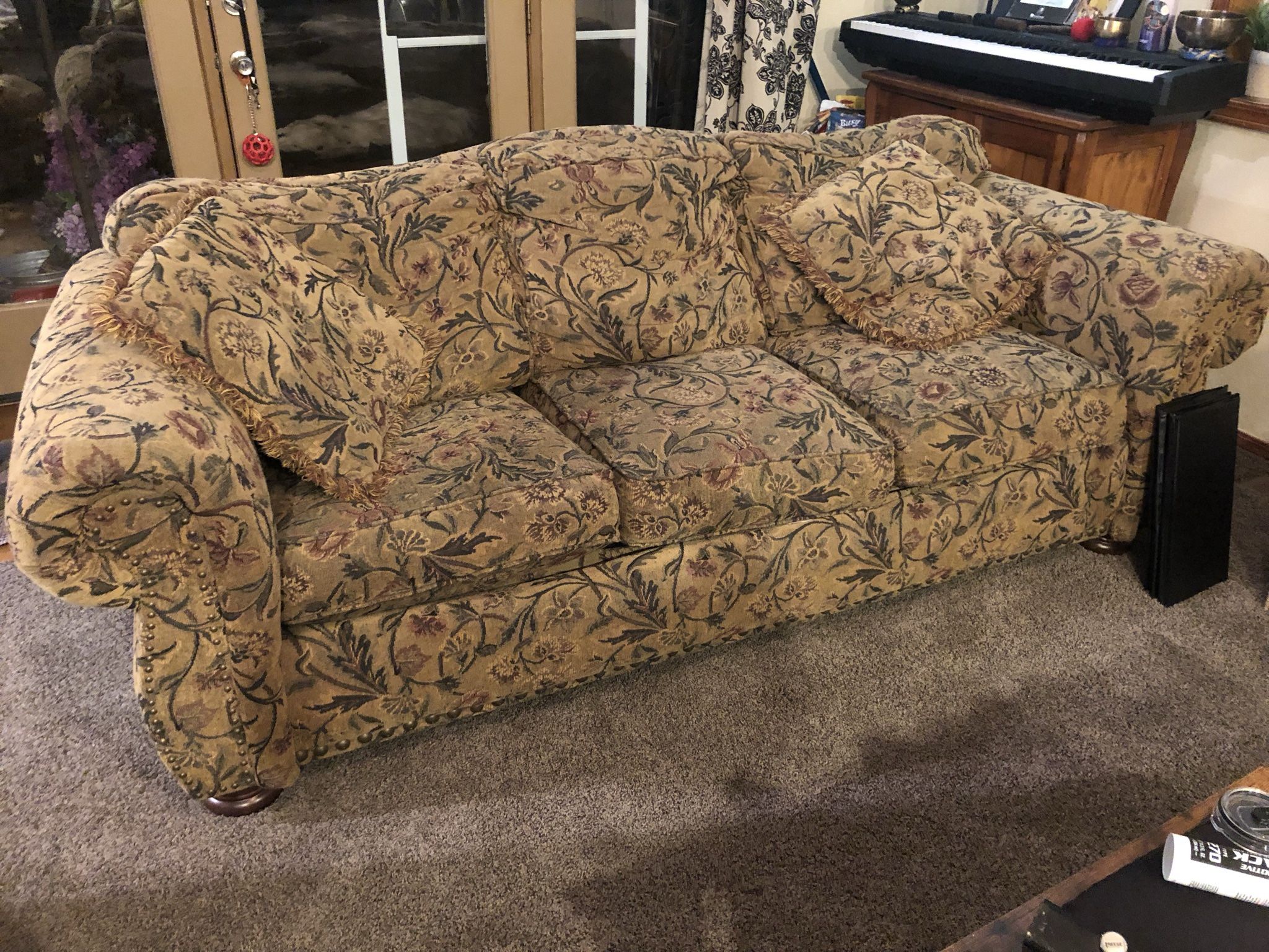 Free Flower/Brown Couch 