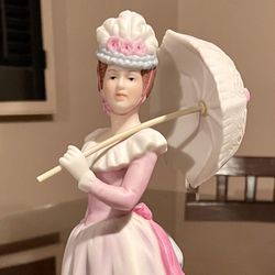 Lady With Parasol - Victorian  Porcelain  Figurine