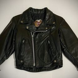 Kids’ Vintage 1980 Harley Davidson Leather Motorcycle Jacket size 8