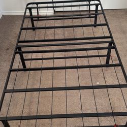 Amazon Basics Foldable Metal Platform Bed Frame with Tool-Free Setup, 14 Inches High, Storage Space, Sturdy Steel Frame, No Box Spring Needed, Twin XL