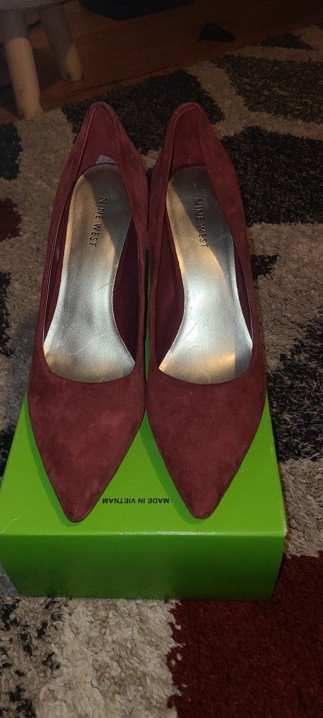 Red Suede Nine West High Heels