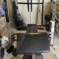 weight bench with preacher curl and leg extension