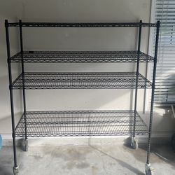 4 Shelf U-Line Mobile Heavy Duty wire shelving 60"x24"x69”H