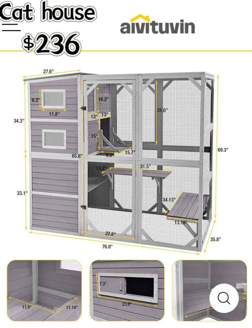 😀 Aivituvin AIR-54 Large Cat Catio 4 Tiers Cat Enclosures House for Outdoor Indoor Cats with Weatherproof Roof(3 Boxes..required Assembled By yoursel