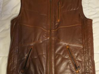 Brown leather vest - XL