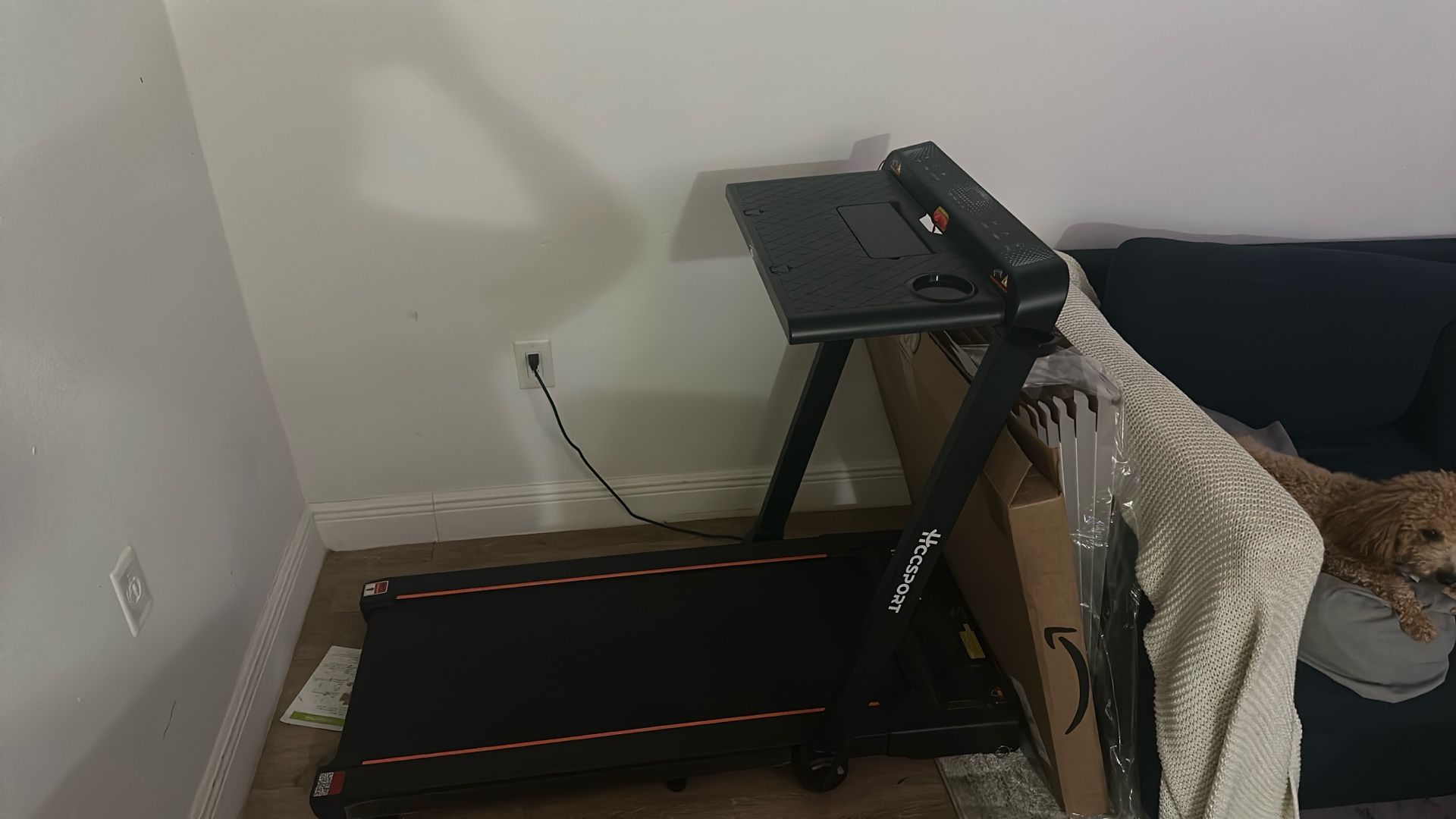 Under Desk Treadmill Walking Pad with Removable Desk Workstation 3.5HP Foldable Compact Walking Treadmills for Home Small Office with Wristband Remote