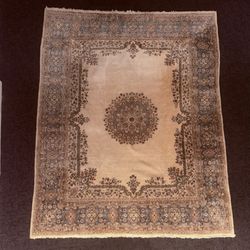 Semi-Antique Persian Kerman Rug 8'x10' Pastel Colors 289 KPSI Open Field Medallion