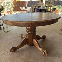Round Oak Dining Table 48” Plus 2 Extensions