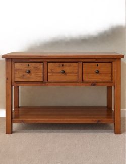 Rustic Wood Console Table – 3 Drawers & Lower Shelf