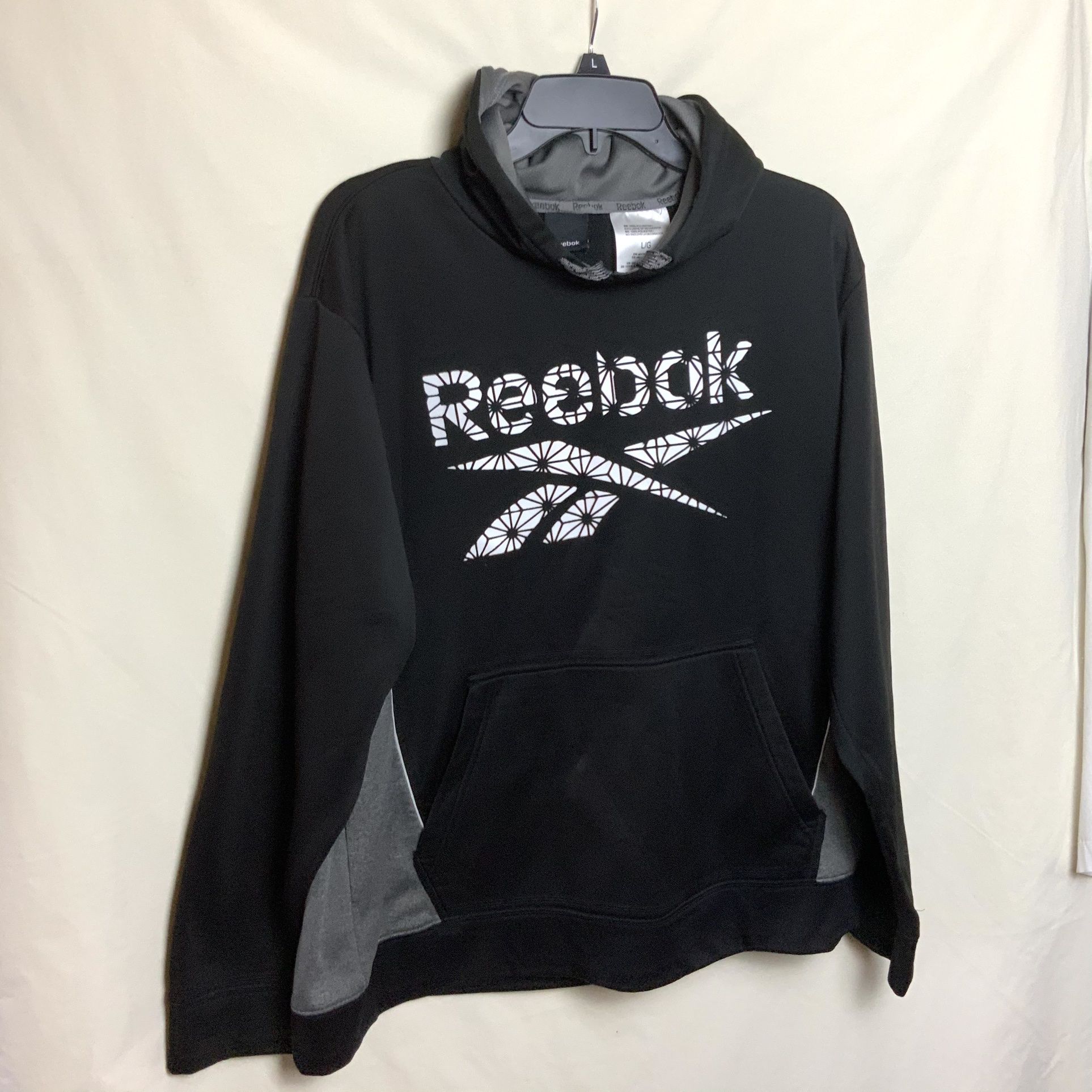 Reebok Black Gray White Hoodie Men L