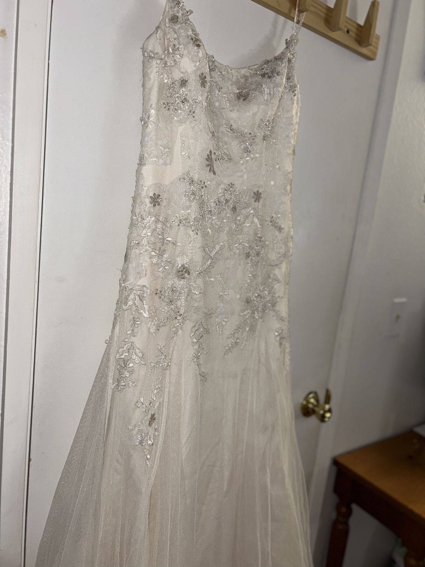Melissa Sweet IVORY leaf pattern lace a line wedding dress Boho Chic SIZE 6  - www.disolcolor.com