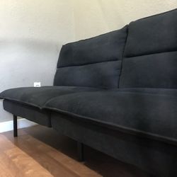 Black Suede Futon Couch (2 Pc)