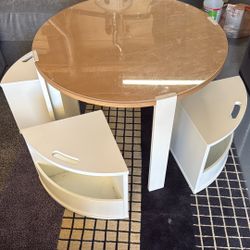 Crate & Kids / The Land of Nod Nesting White Play Table with 4 Storage Stools