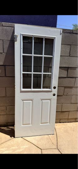 Exterior White Door with Glass Window – 32” x 80