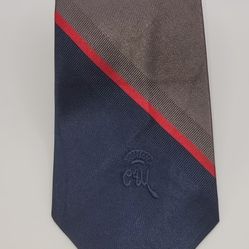 55x3 The Quality Shop Silk Necktie Blue Red Grey White Stripe Pattern