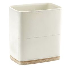 Polytree Bathroom Trash Can 1.8 Gallon(7 Liter) Small Kitchen Garbage Can,Decor Wastebasket for Bedroom Office,Resin Hand-Carved Leather Beige