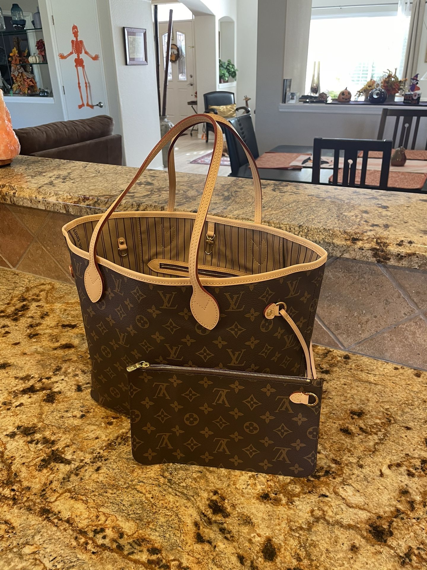 Rose Beige Neverfull MM (with Wristlet)