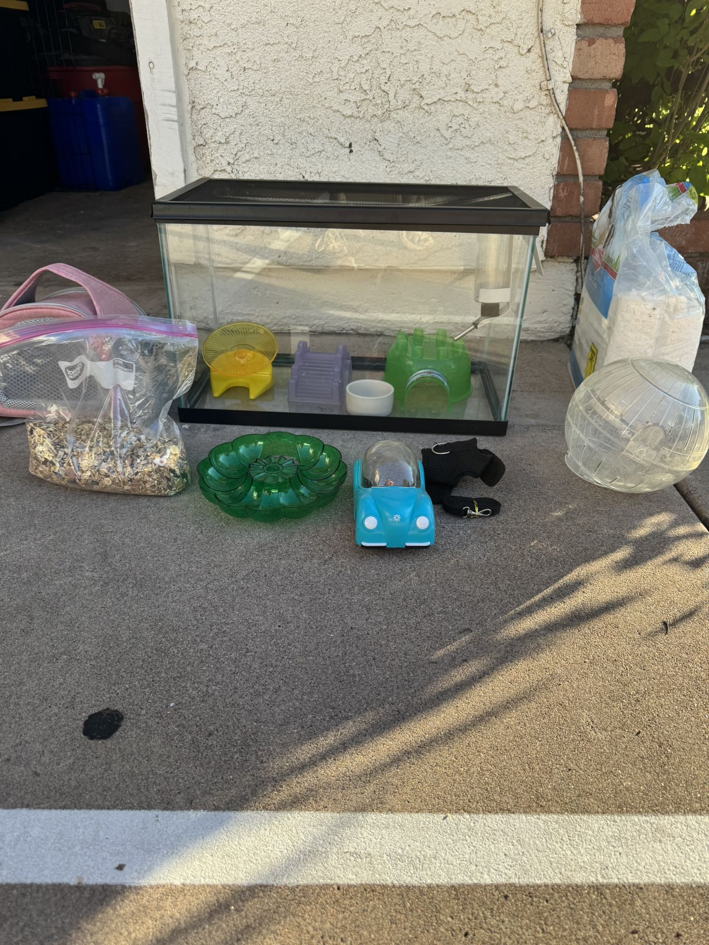 Hamster Small Animal Habitat With Carrier, Hamster Leash & Harness, Bedding, Hamster Ball, Water Bottle , Food, Food Bowl & Other Accessories 