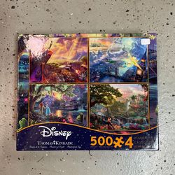 4 Disney Thomas Kinkade 500 Piece Puzzles