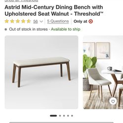 Mid Century Dining Bench Walnut