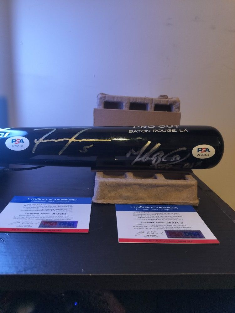 Freddie Freeman And Mookie Betts Autographed Marucci Bat PSA COA