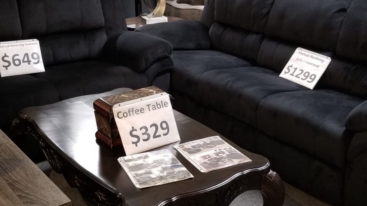 Brand New Black Padded Suede Manual Reclining Sofa + Loveseat 2PCs Set