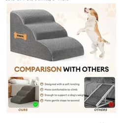 High Density Foam Dog Stairs Ramp for Beds Couches, Romrol Extra Wide Pet Steps with Durable Non-Slip Waterproof 23x15x15 Inch