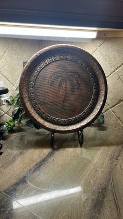 15 1/2 Inch palm tree, print decorative plate