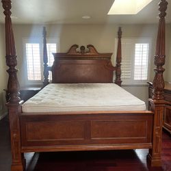 Sturdy Oakwood Bed Frame/Nightstand